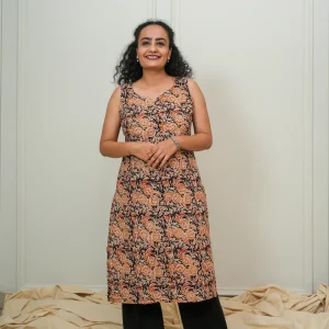 Pure Cotton Sleeveless Kalamkari Kurti