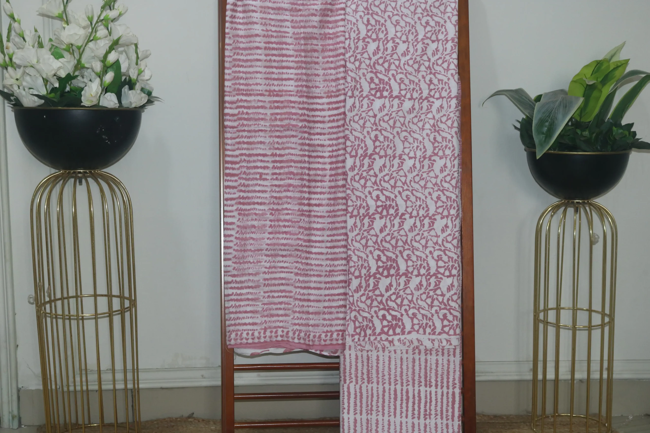 Hand Block Printed White Dress Material (Unstiched) - 101 - Image 3