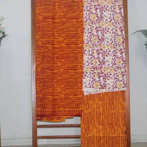 Hand Block Printed Coloured Dress Material (Unstiched) - 106