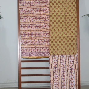 Hand Block Printed Coloured Dress Material (Unstiched) - 108