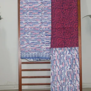 Hand Block Printed Coloured Dress Material (Unstiched) - 109