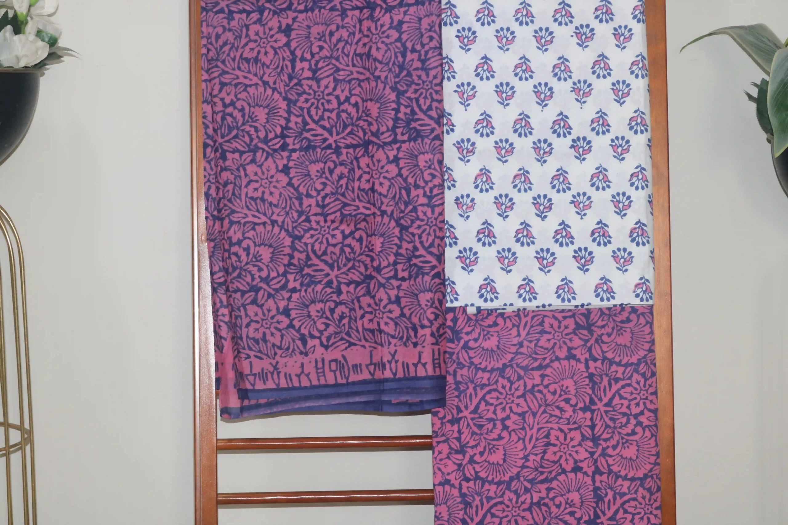Hand Block Printed Coloured Dress Material (Unstiched) - 110 - Image 2