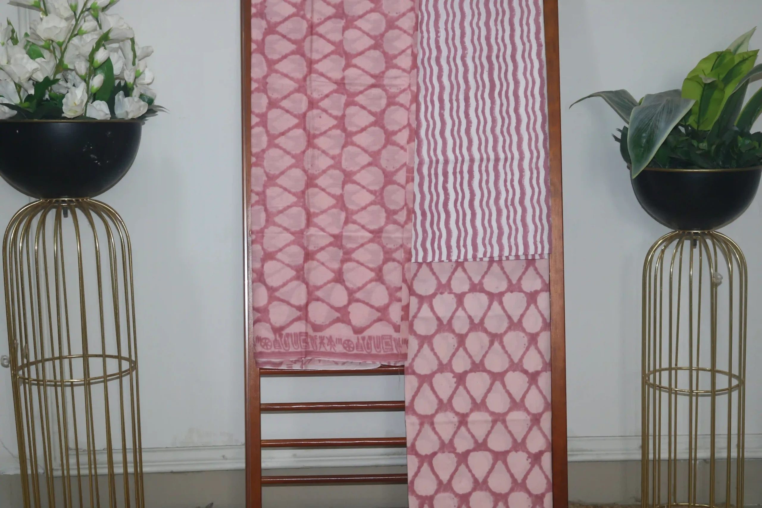 Hand Block Printed Coloured Dress Material (Unstiched) - 111