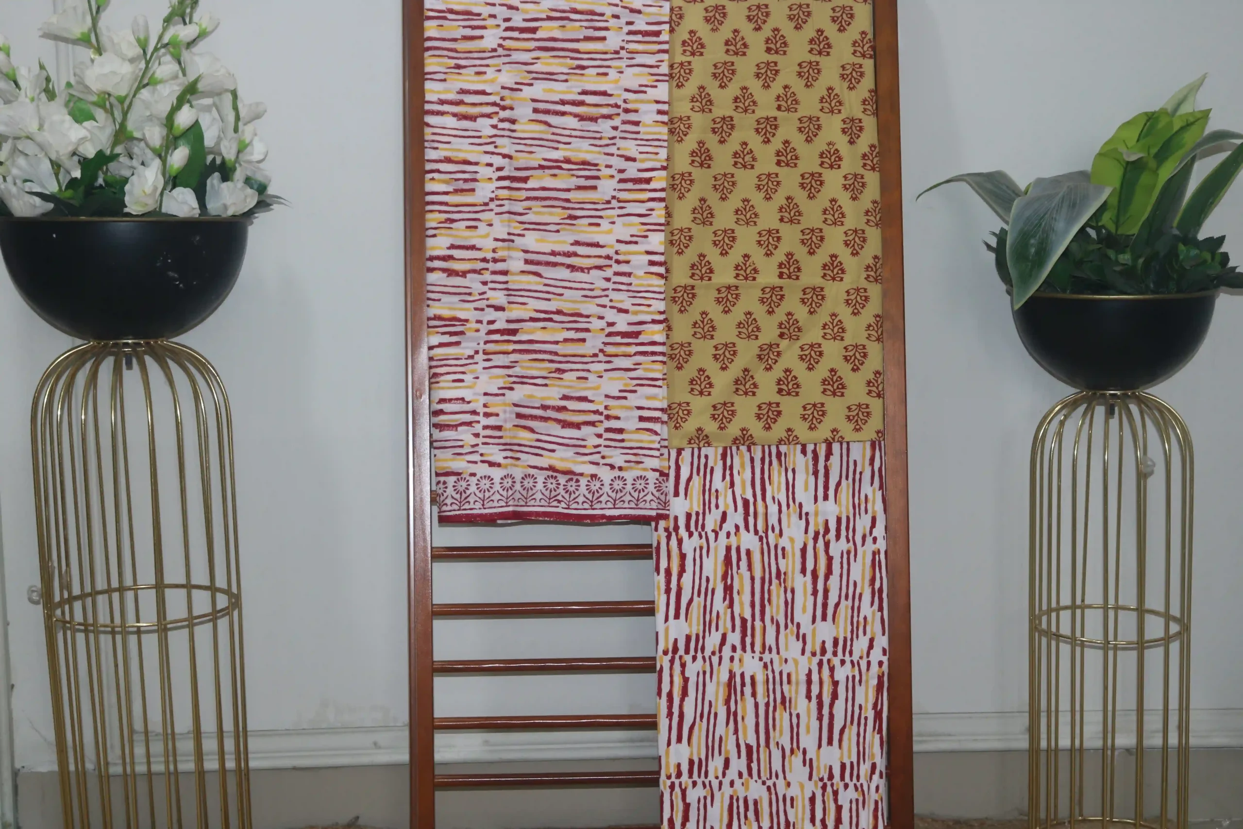 Hand Block Printed Coloured Dress Material (Unstiched) - 112