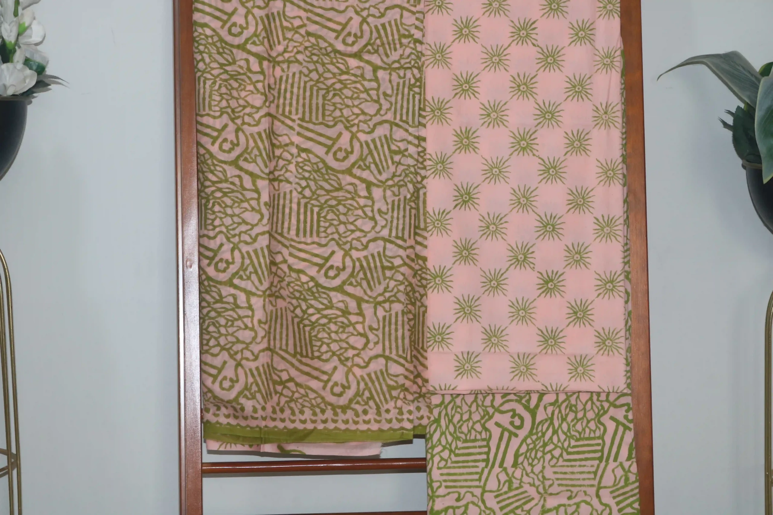 Hand Block Printed Coloured Dress Material (Unstiched) - 116 - Image 3