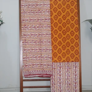 Hand Block Printed Coloured Dress Material (Unstiched) - 119