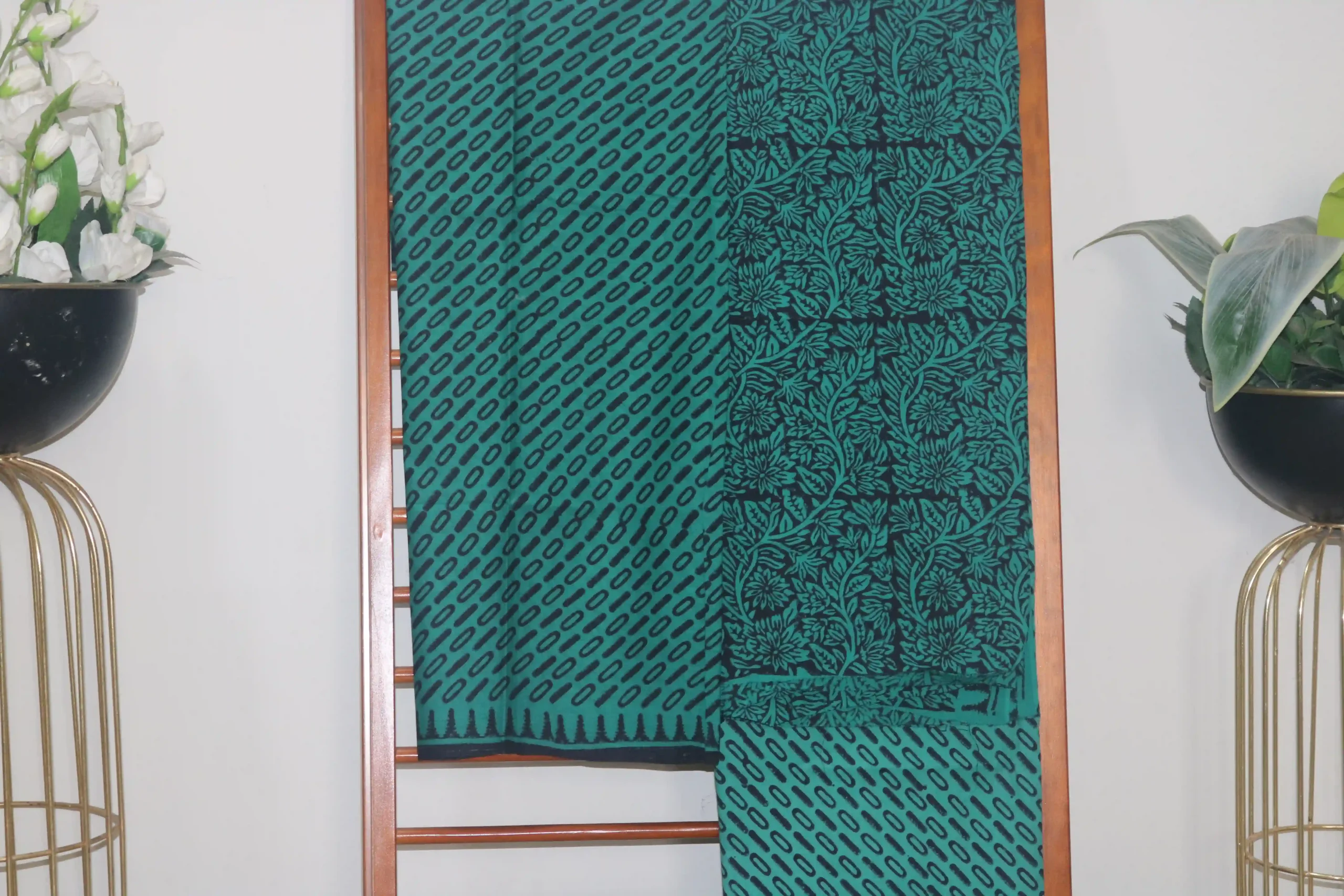 Hand Block Printed Coloured Dress Material (Unstiched) - 120 - Image 2