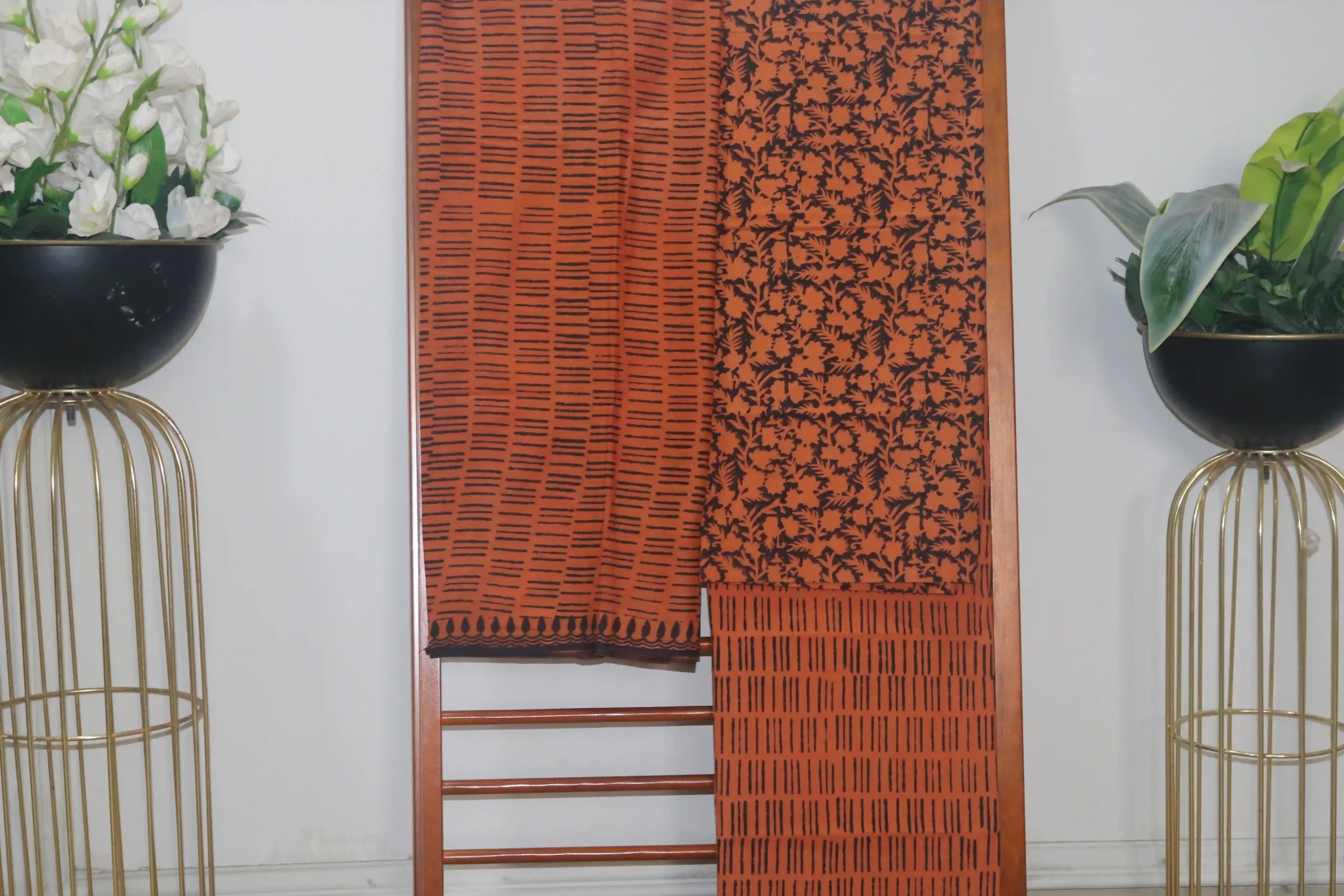 Hand Block Printed Coloured Dress Material (Unstiched) - 121