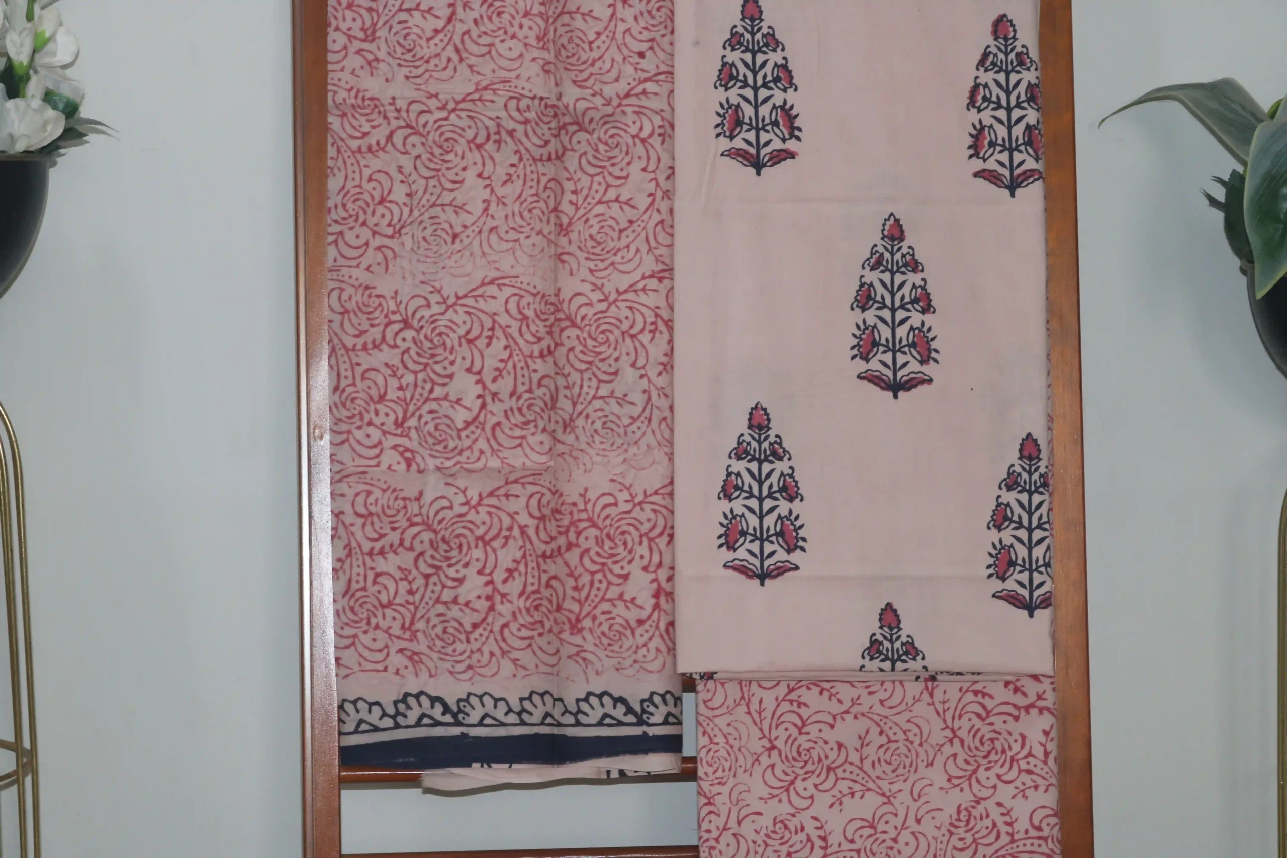 Hand Block Printed Coloured Dress Material (Unstiched) - 122 - Image 2
