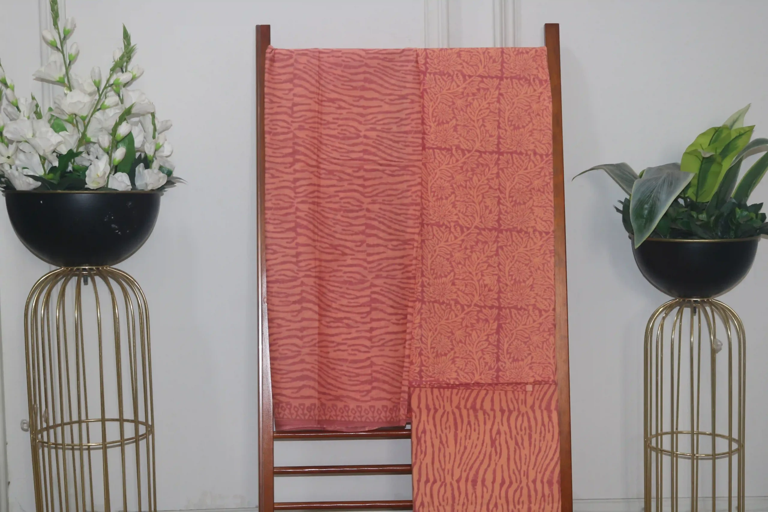 Hand Block Printed Coloured Dress Material (Unstiched) - 123