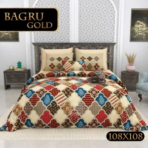 Bagru Gold Collection King Size Cotton Print Bedsheet - MP 16