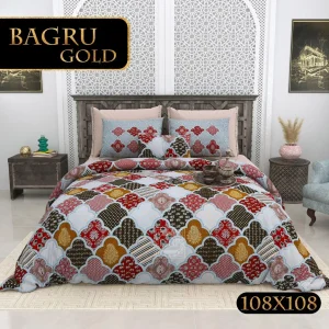 Bagru Gold Collection King Size Cotton Print Bedsheet - MP 17