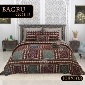 Bagru Gold Collection King Size Cotton Print Bedsheet - MP 22