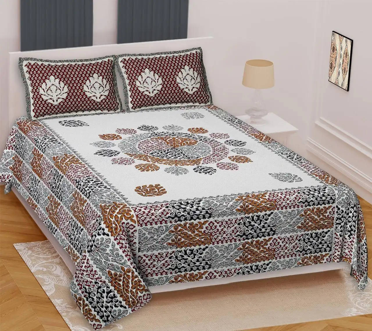 Barmeri Collection King Size Cotton Print Bedsheet - MP 28