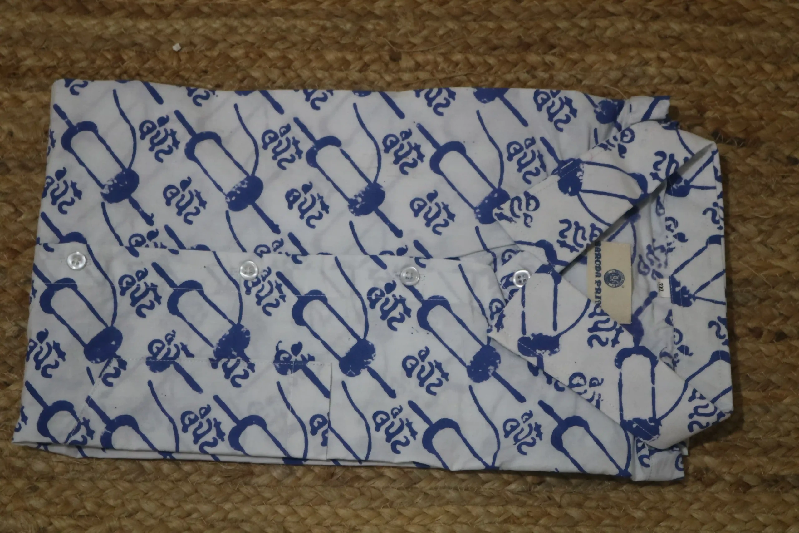 Hand Block Printed Men Shirt - 05 - Image 2