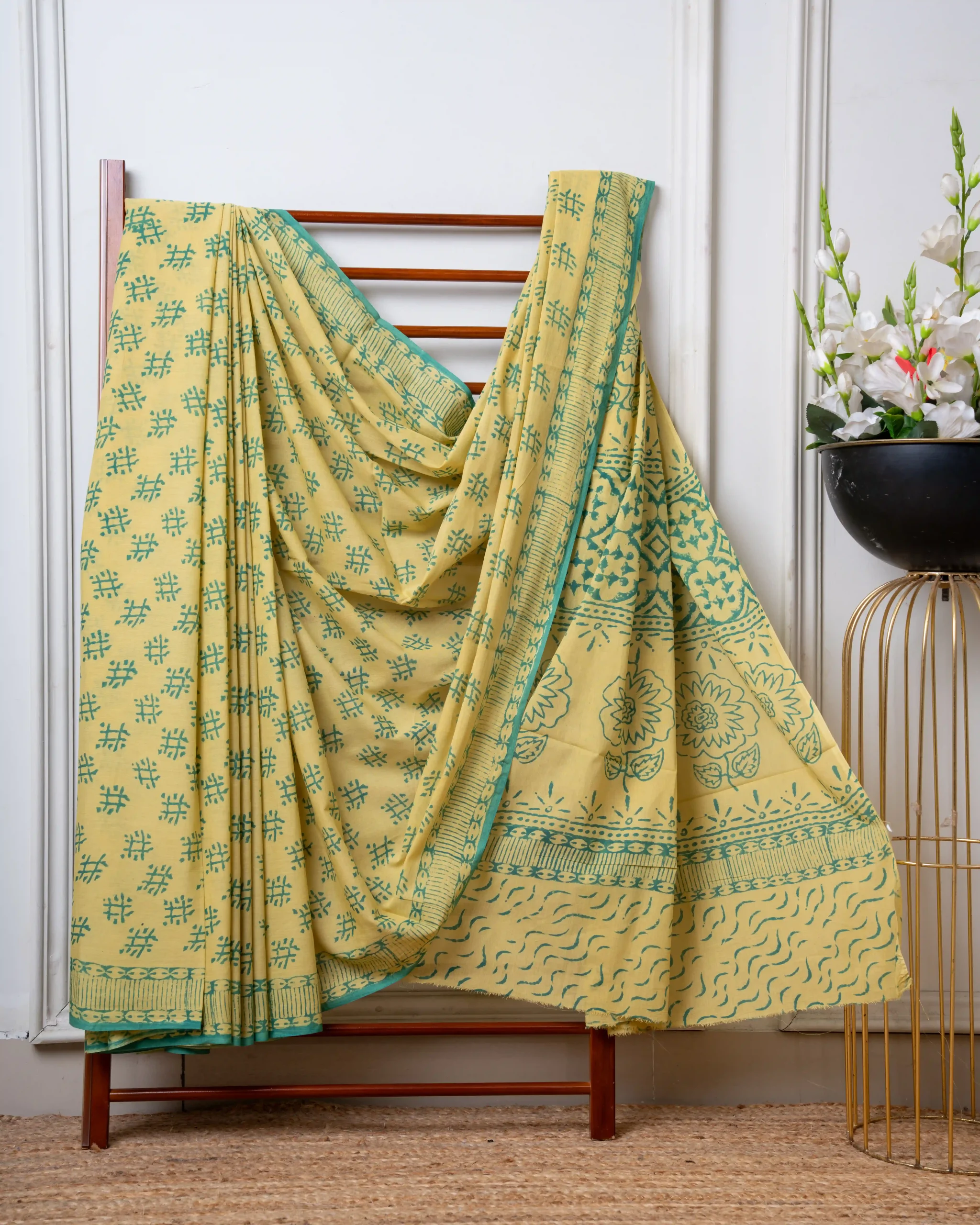 Baroda Prints Colored Hand Block Printed Sarees - 111 - Image 3