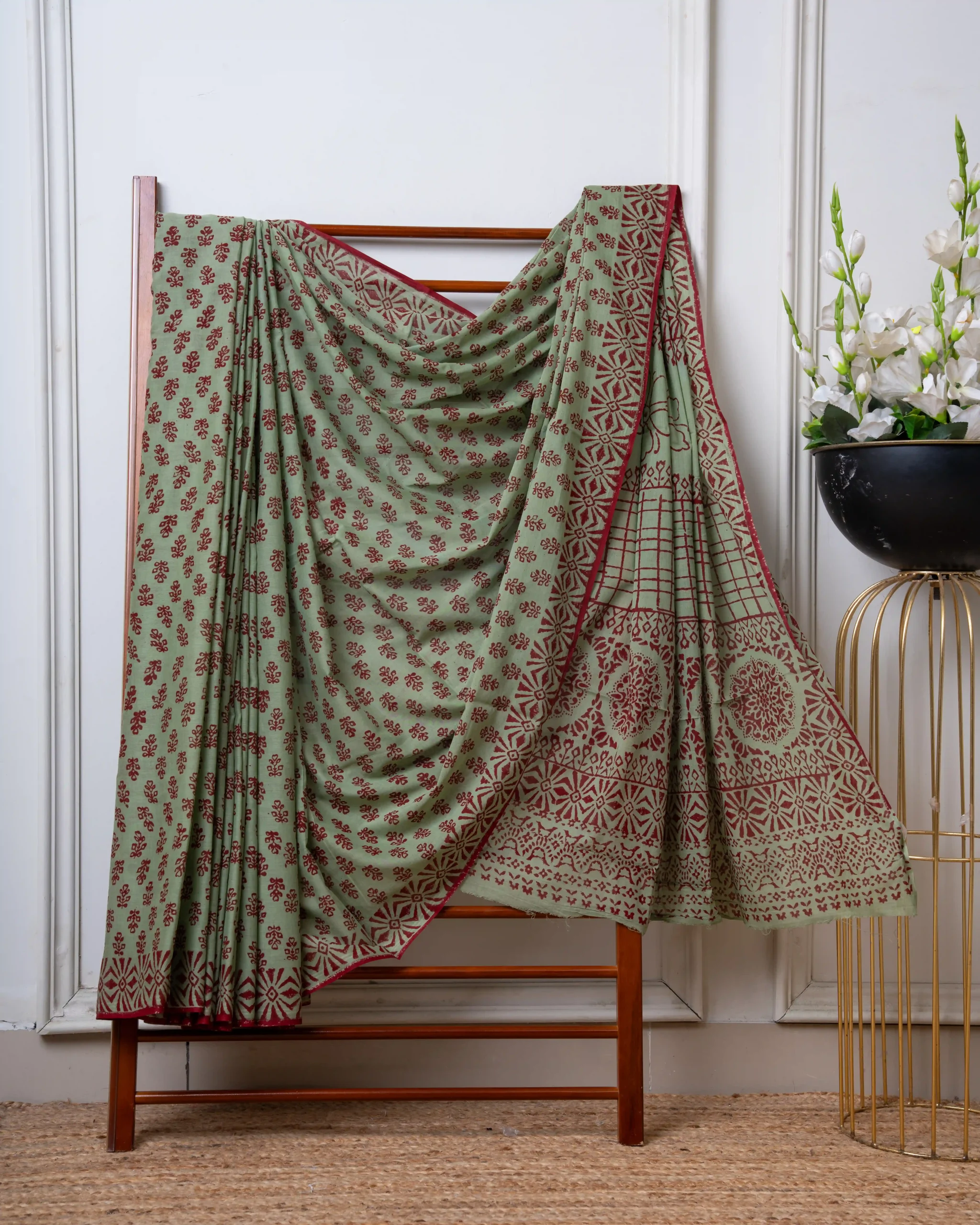 Baroda Prints Colored Hand Block Printed Sarees - 112 - Image 3