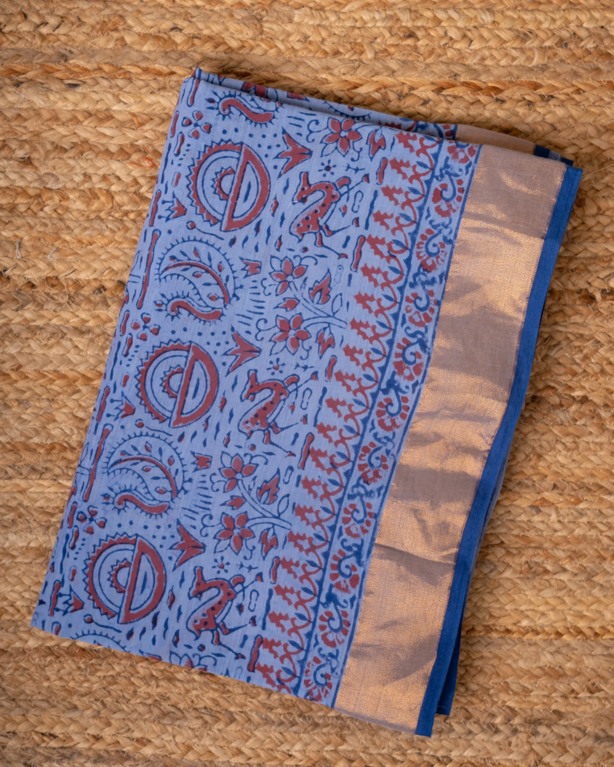 Baroda Prints Colored Hand Block Printed Sarees - 124