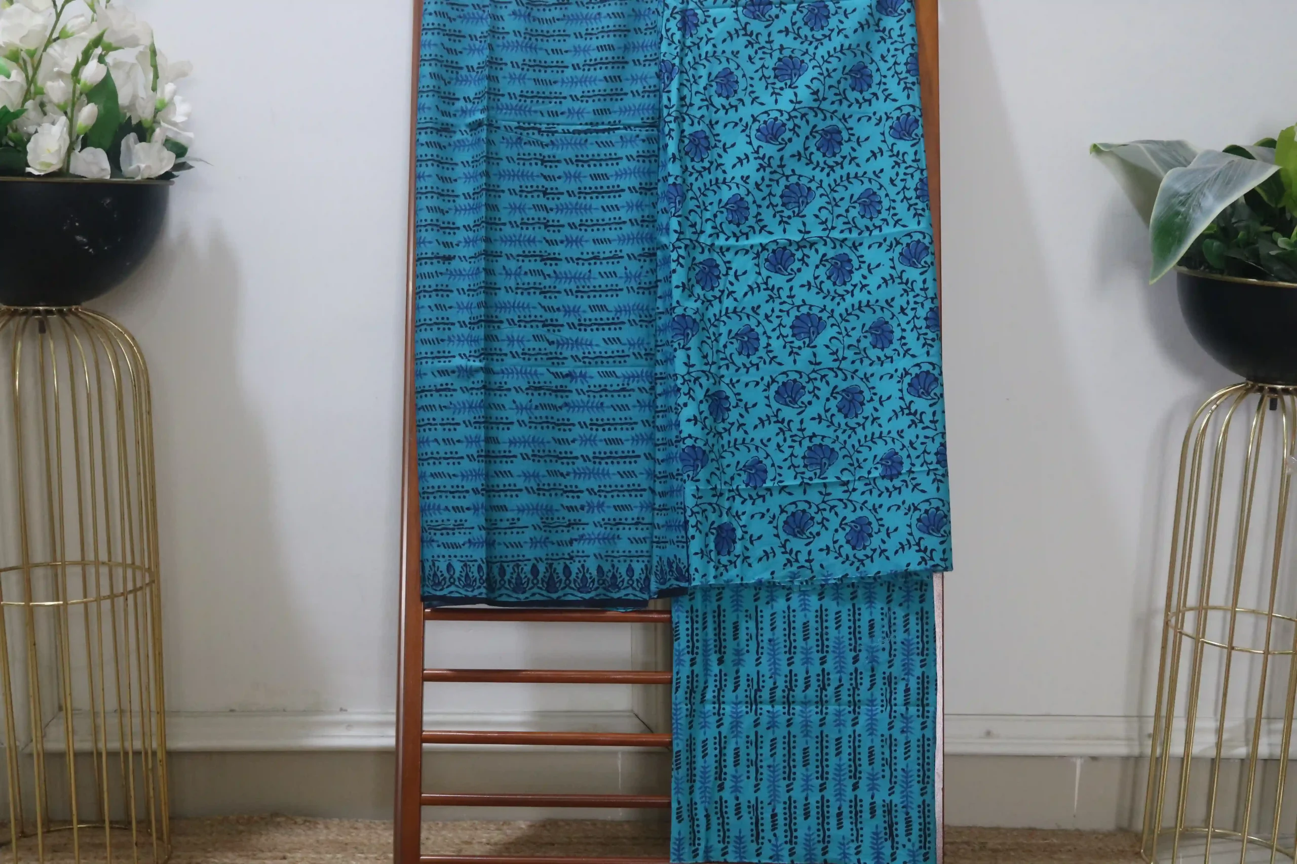 Hand Block Printed Dress Material (Unstiched) - 214