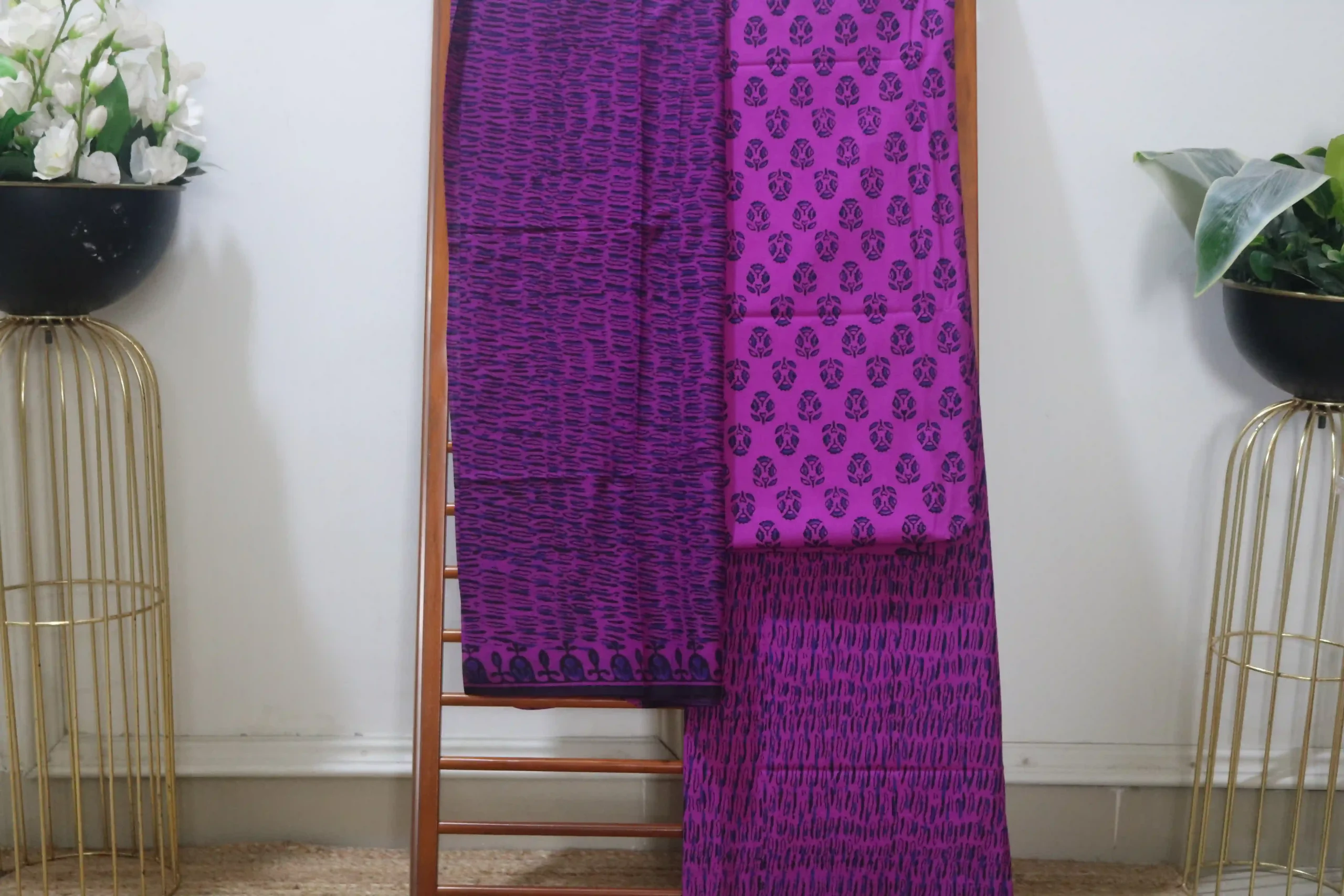 Hand Block Printed Dress Material (Unstiched) - 215