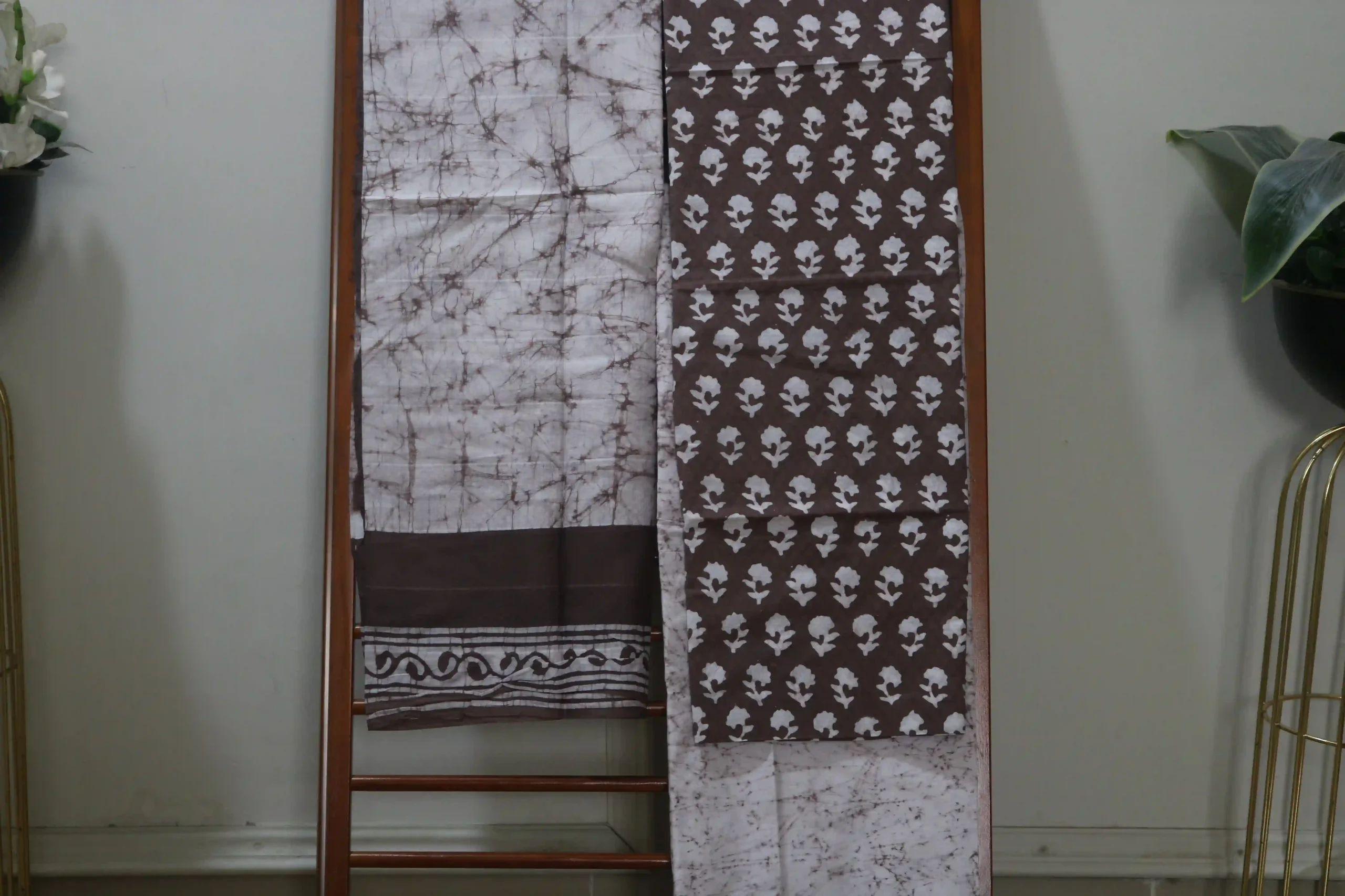 Cotton Hand Blocked Wax Batik Dress Material (Unstitched) - ST101