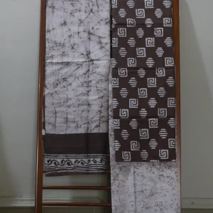 Cotton Hand Blocked Wax Batik Dress Material (Unstitched) - ST103