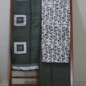 Cotton Hand Blocked Wax Batik Dress Material (Unstitched) - ST104