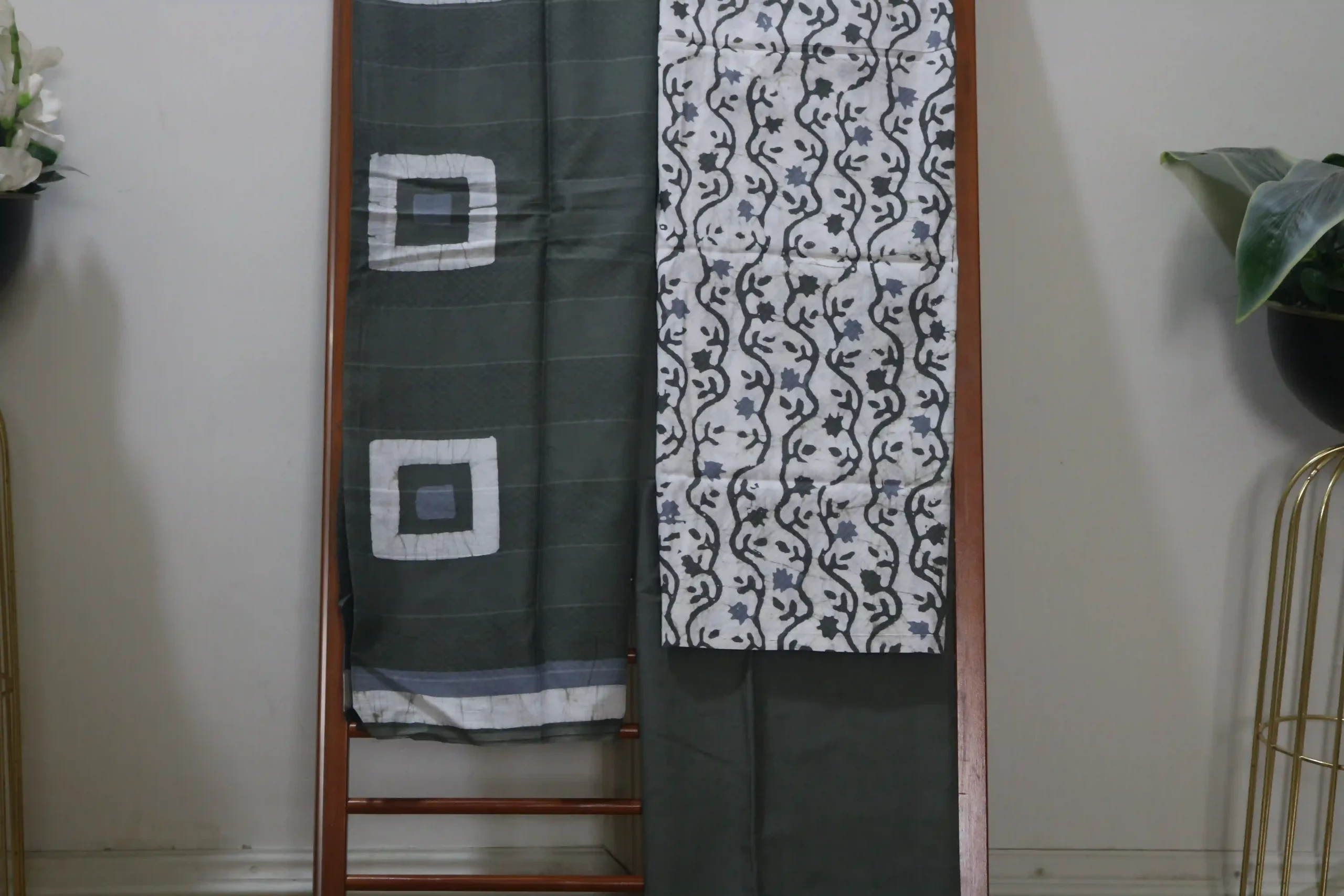 Cotton Hand Blocked Wax Batik Dress Material (Unstitched) - ST104