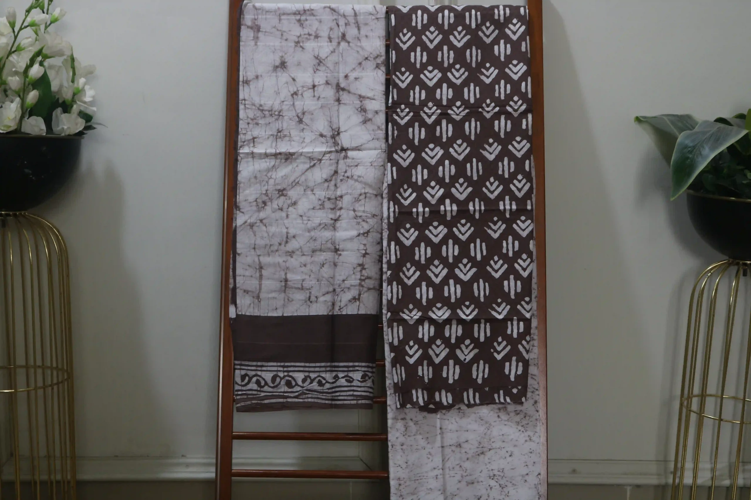 Cotton Hand Blocked Wax Batik Dress Material (Unstitched) - ST105