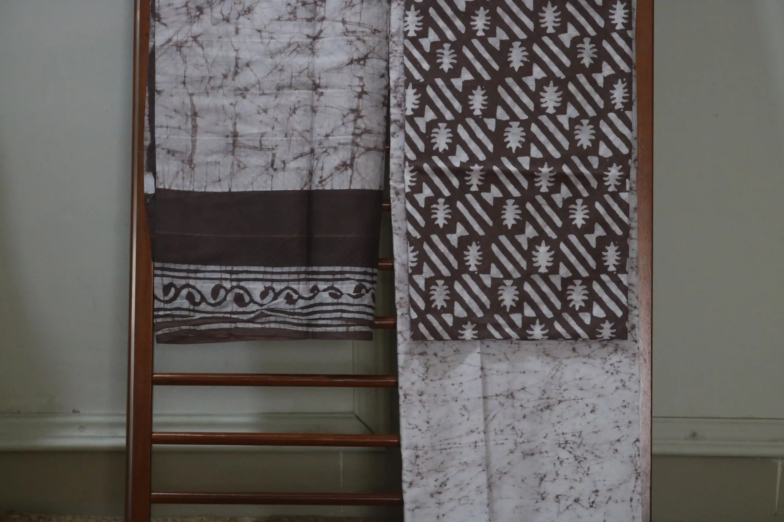 Cotton Hand Blocked Wax Batik Dress Material (Unstitched) - ST106 - Image 3