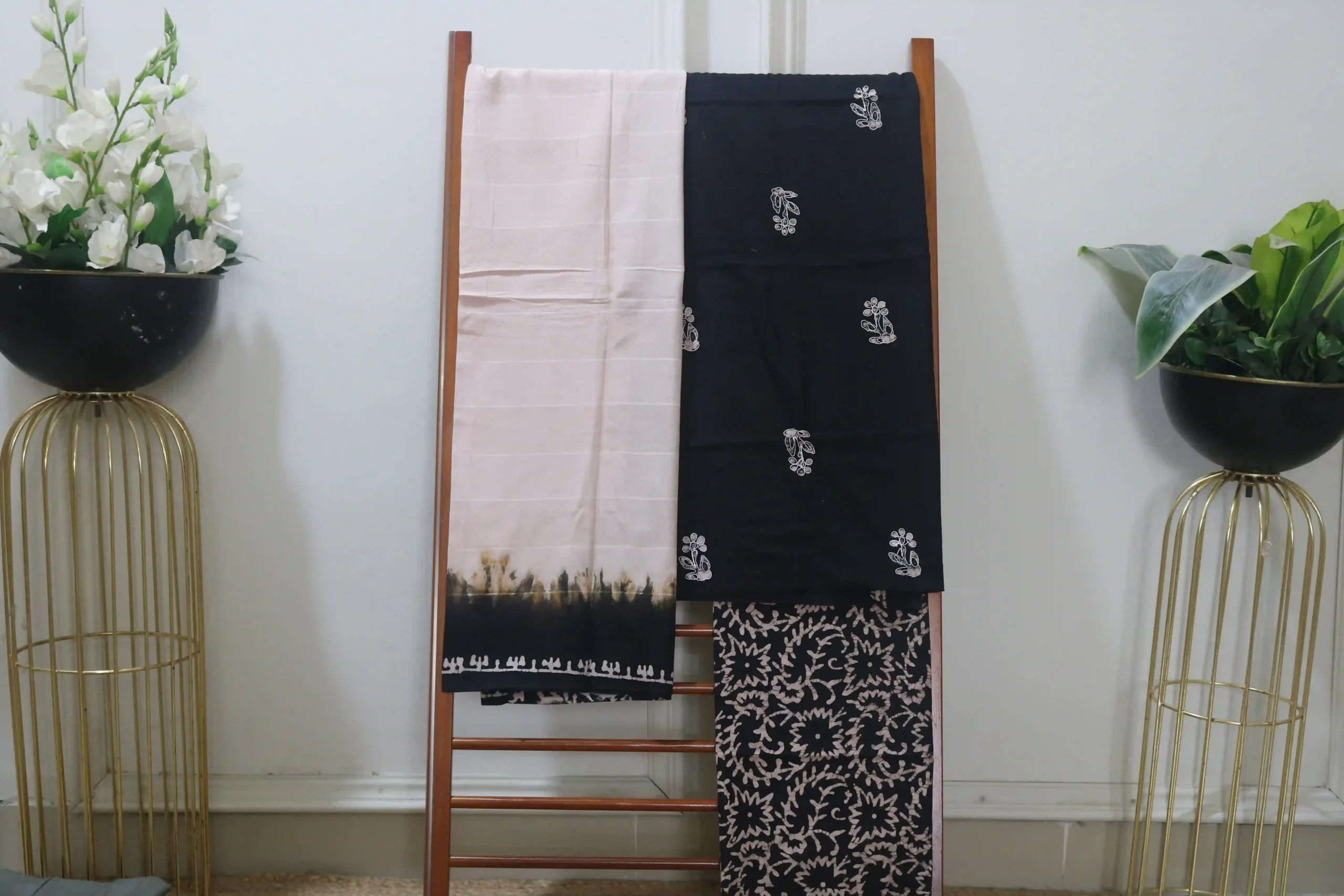 Cotton Hand Blocked Wax Batik Dress Material (Unstitched) - ST108