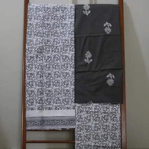 Cotton Hand Blocked Wax Batik Dress Material (Unstitched) - ST109