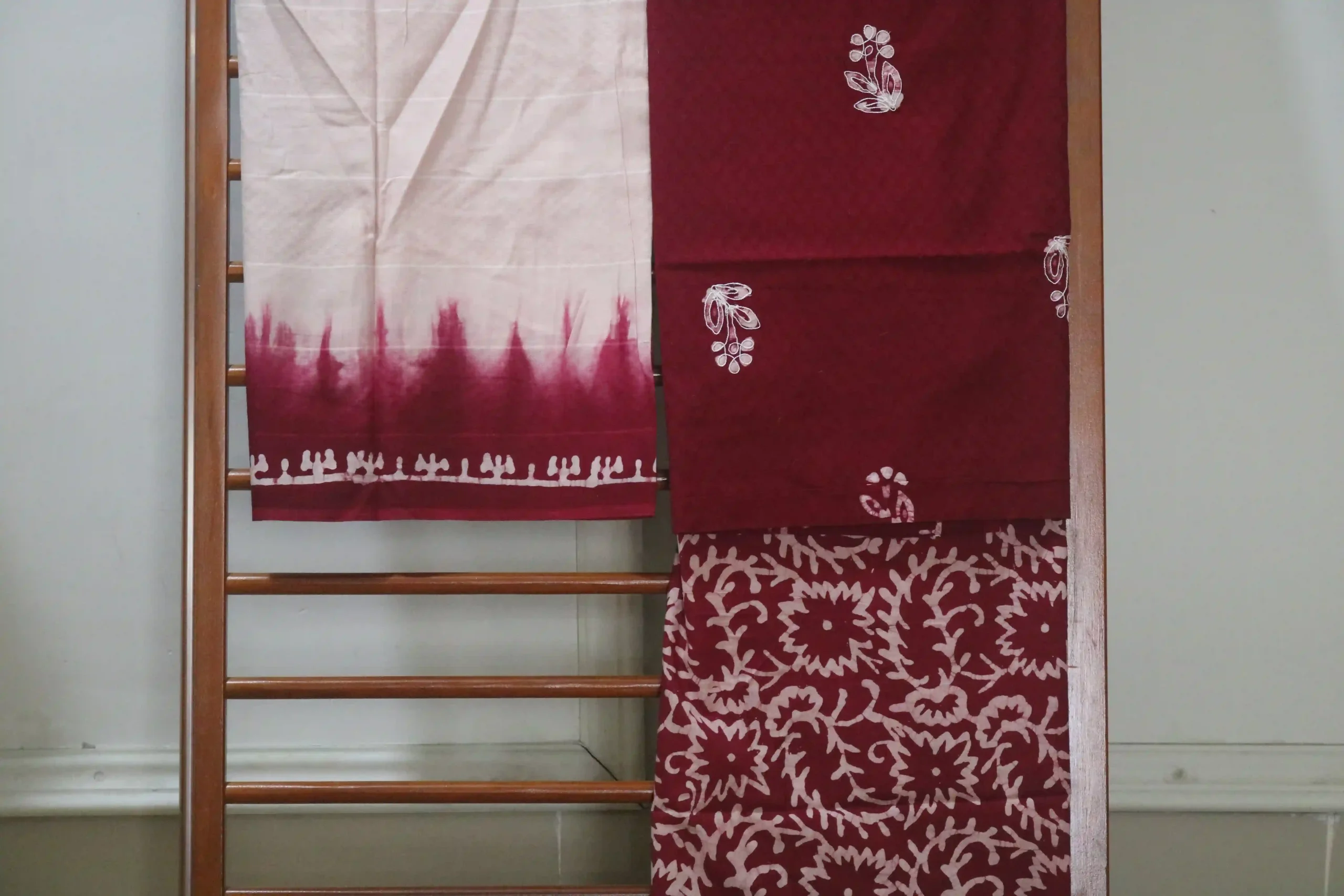 Cotton Hand Blocked Wax Batik Dress Material (Unstitched) - ST110 - Image 2