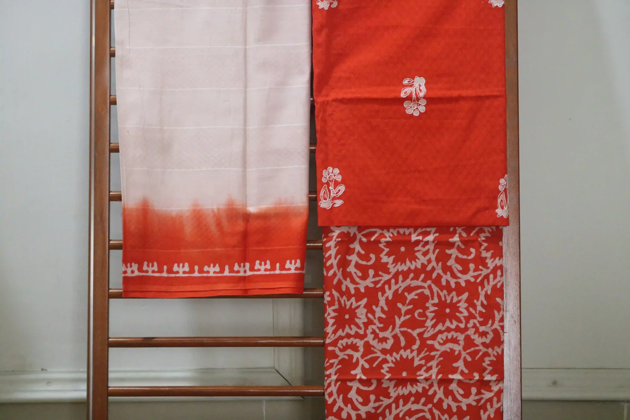 Cotton Hand Blocked Wax Batik Dress Material (Unstitched) - ST111 - Image 2