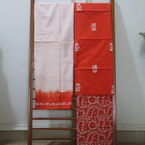 Cotton Hand Blocked Wax Batik Dress Material (Unstitched) - ST111