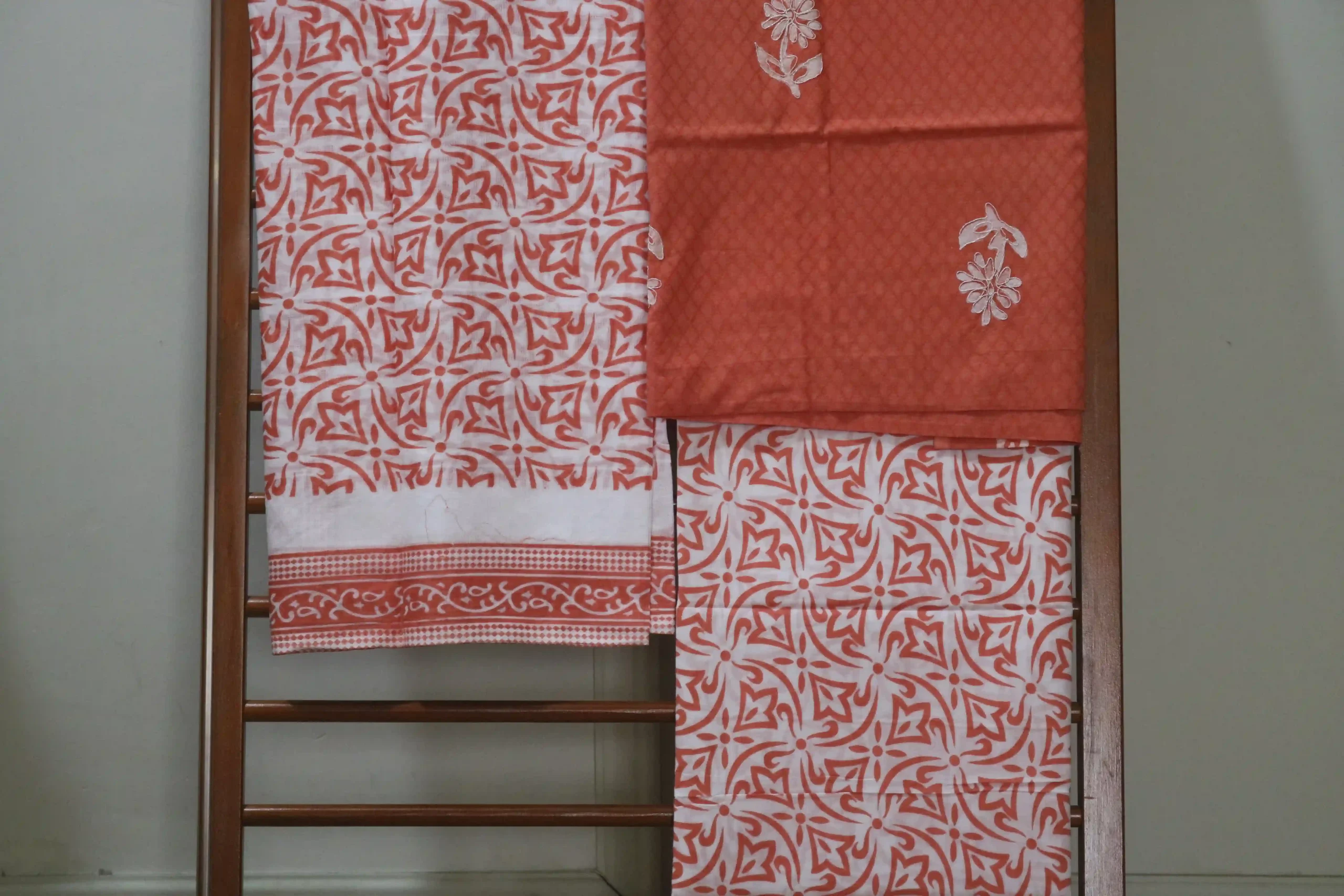 Cotton Hand Blocked Wax Batik Dress Material (Unstitched) - ST112 - Image 2