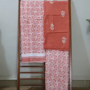 Cotton Hand Blocked Wax Batik Dress Material (Unstitched) - ST112