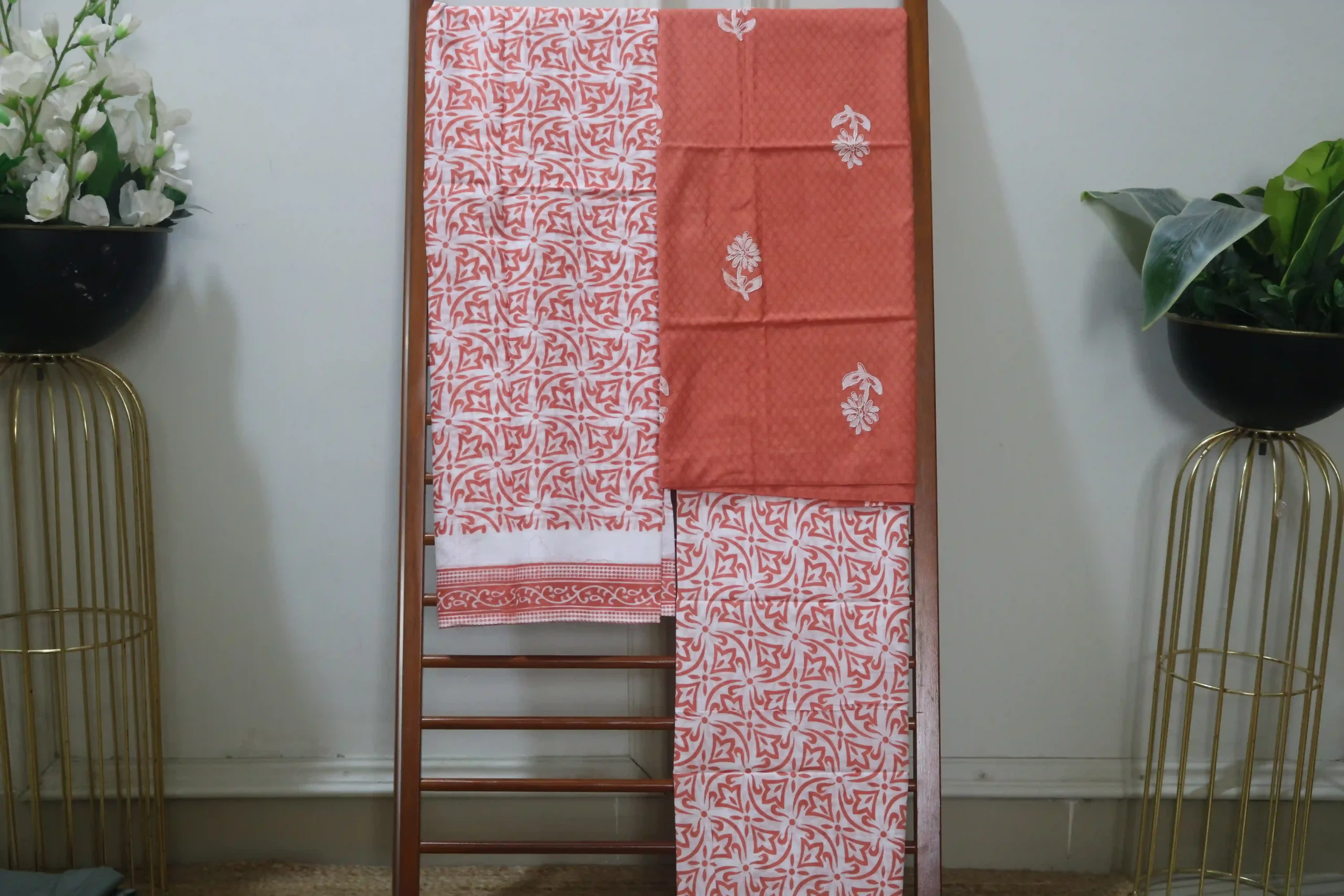 Cotton Hand Blocked Wax Batik Dress Material (Unstitched) - ST112