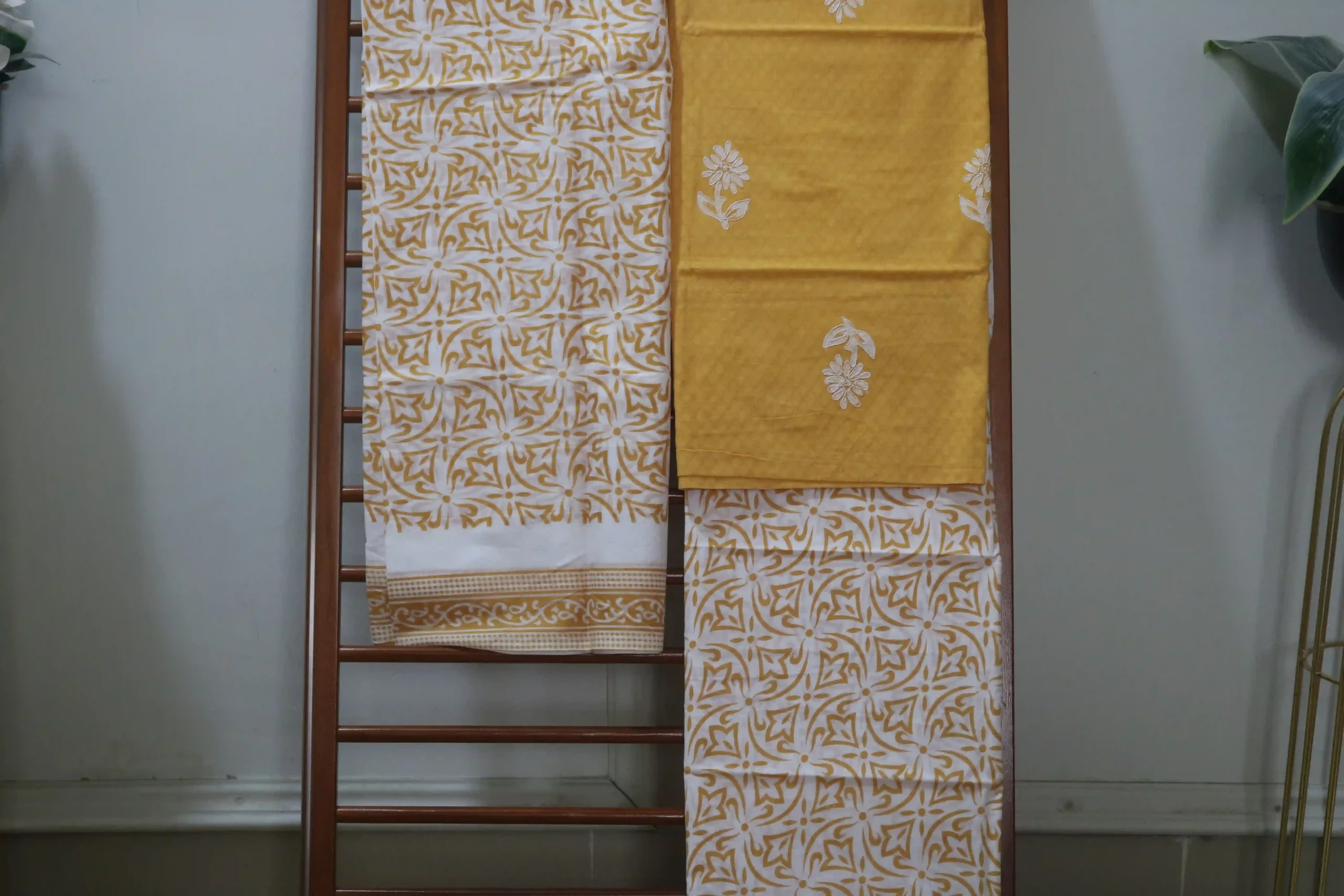 Cotton Hand Blocked Wax Batik Dress Material (Unstitched) - ST113 - Image 2