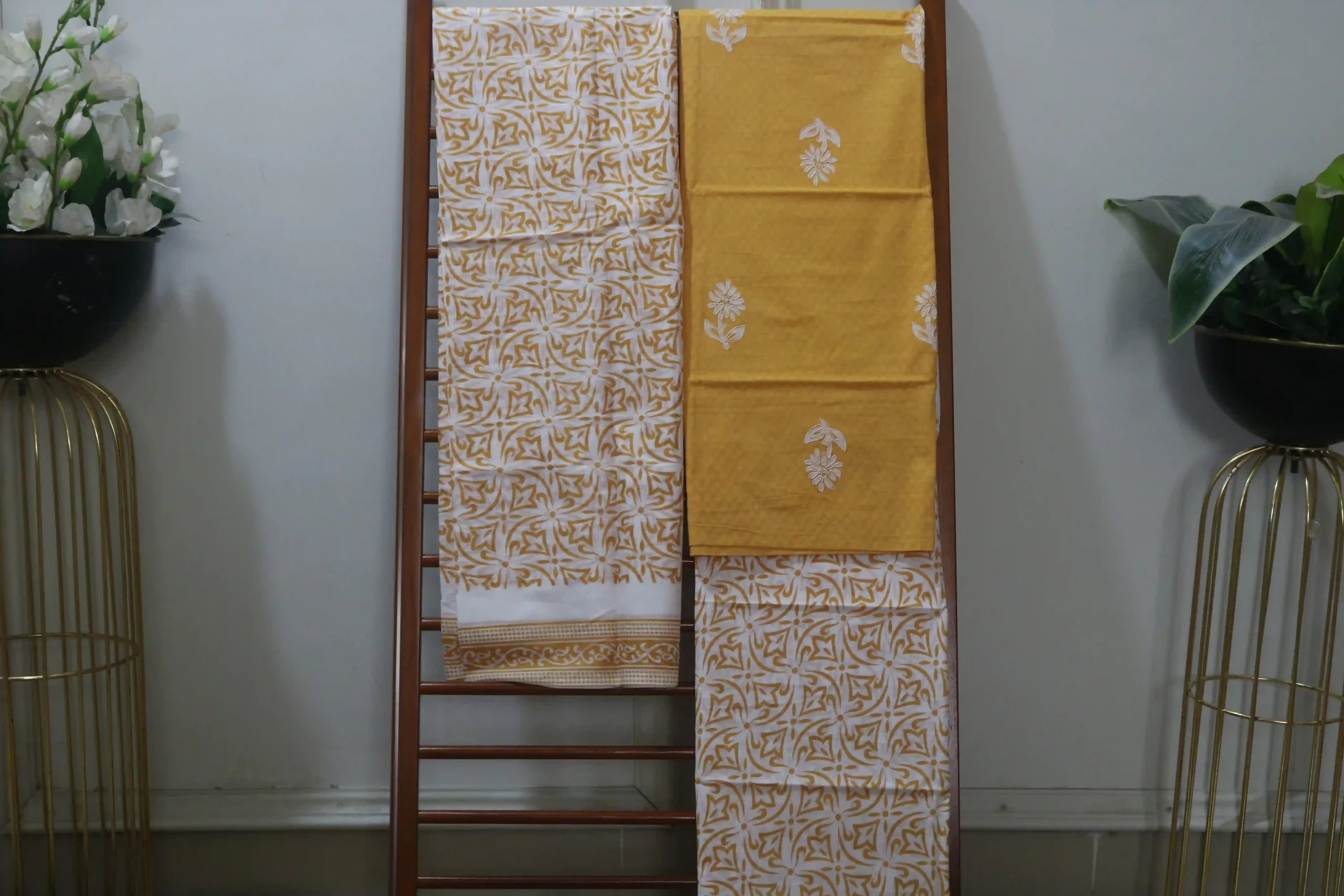 Cotton Hand Blocked Wax Batik Dress Material (Unstitched) - ST113