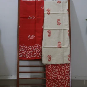 Cotton Hand Blocked Wax Batik Dress Material (Unstitched) - ST114