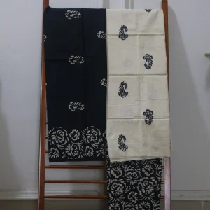 Cotton Hand Blocked Wax Batik Dress Material (Unstitched) - ST115