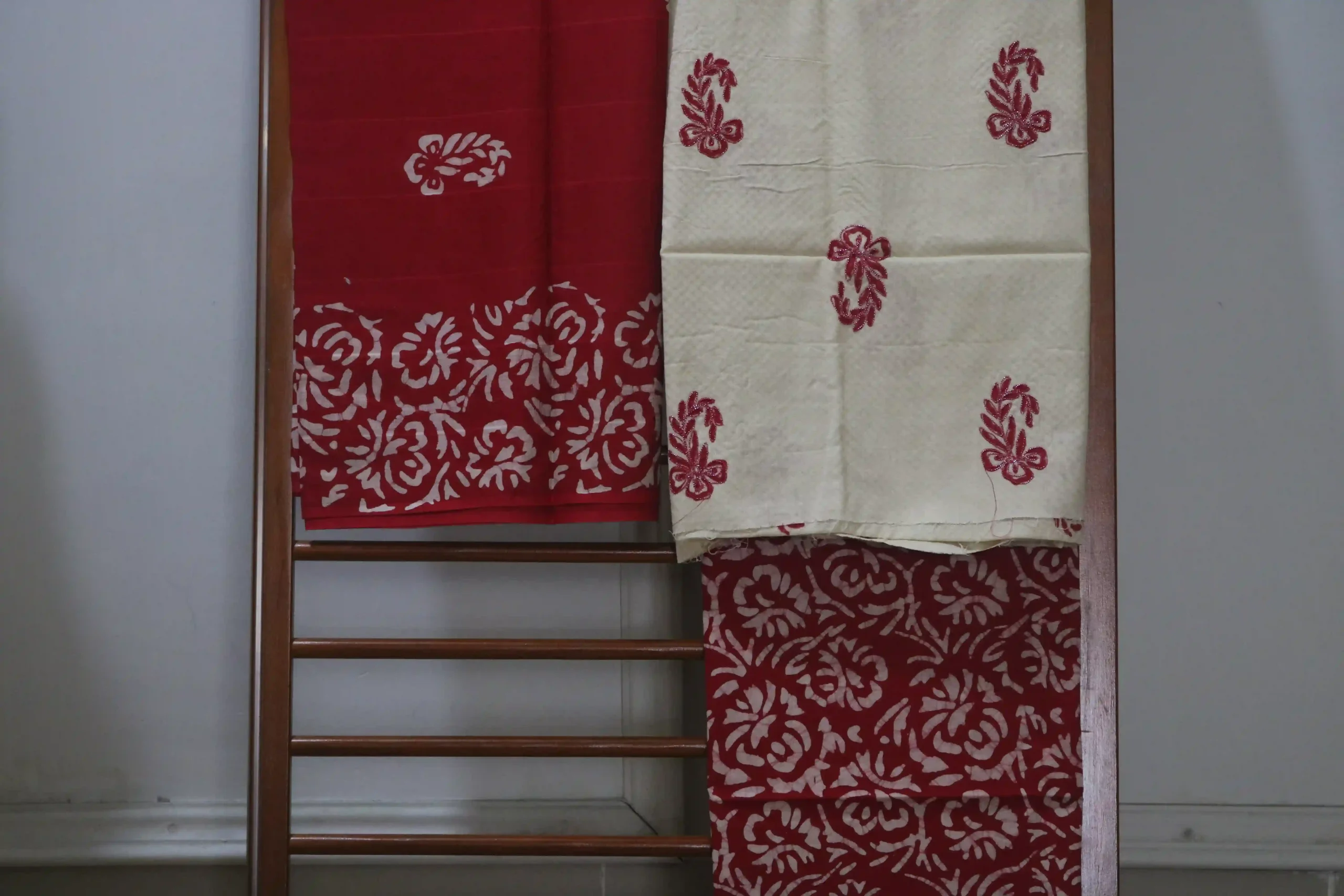 Cotton Hand Blocked Wax Batik Dress Material (Unstitched) - ST116 - Image 2