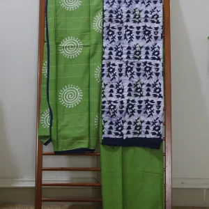 Cotton Hand Blocked Wax Batik Dress Material (Unstitched) - ST117