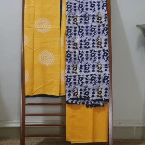 Cotton Hand Blocked Wax Batik Dress Material (Unstitched) - ST118