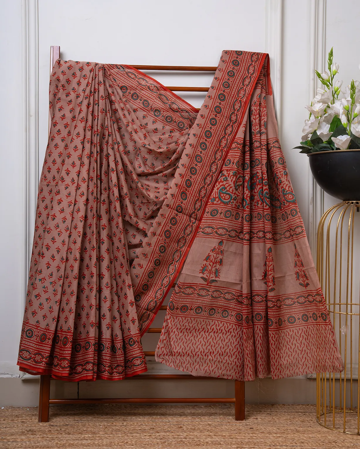 Baroda Prints Colored Hand Block Printed Sarees - BP02
