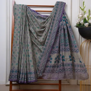 Baroda Prints Colored Hand Block Printed Sarees - BP03