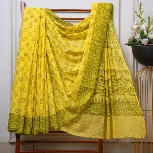 Baroda Prints Colored Hand Block Printed Sarees - BP07