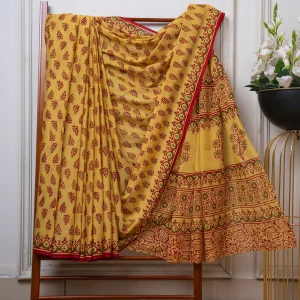 Baroda Prints Colored Hand Block Printed Sarees - BP12