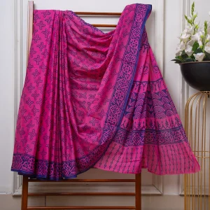 Baroda Prints Colored Hand Block Printed Sarees - BP19